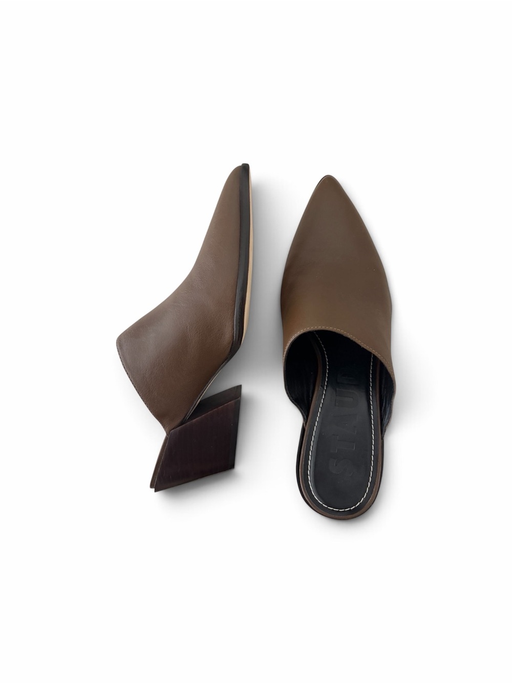 Staud Brown Pointed-Toe Mule Heels